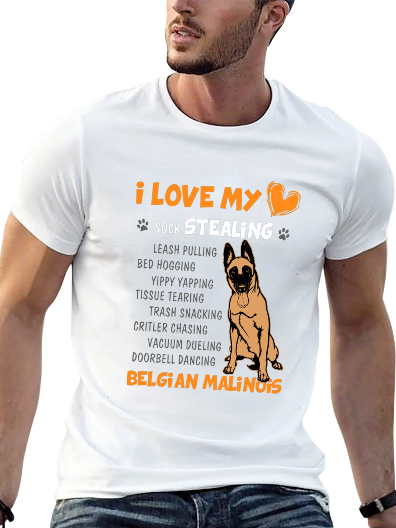 I Love My Sock Stealing Belgian Malinois T-Shirt