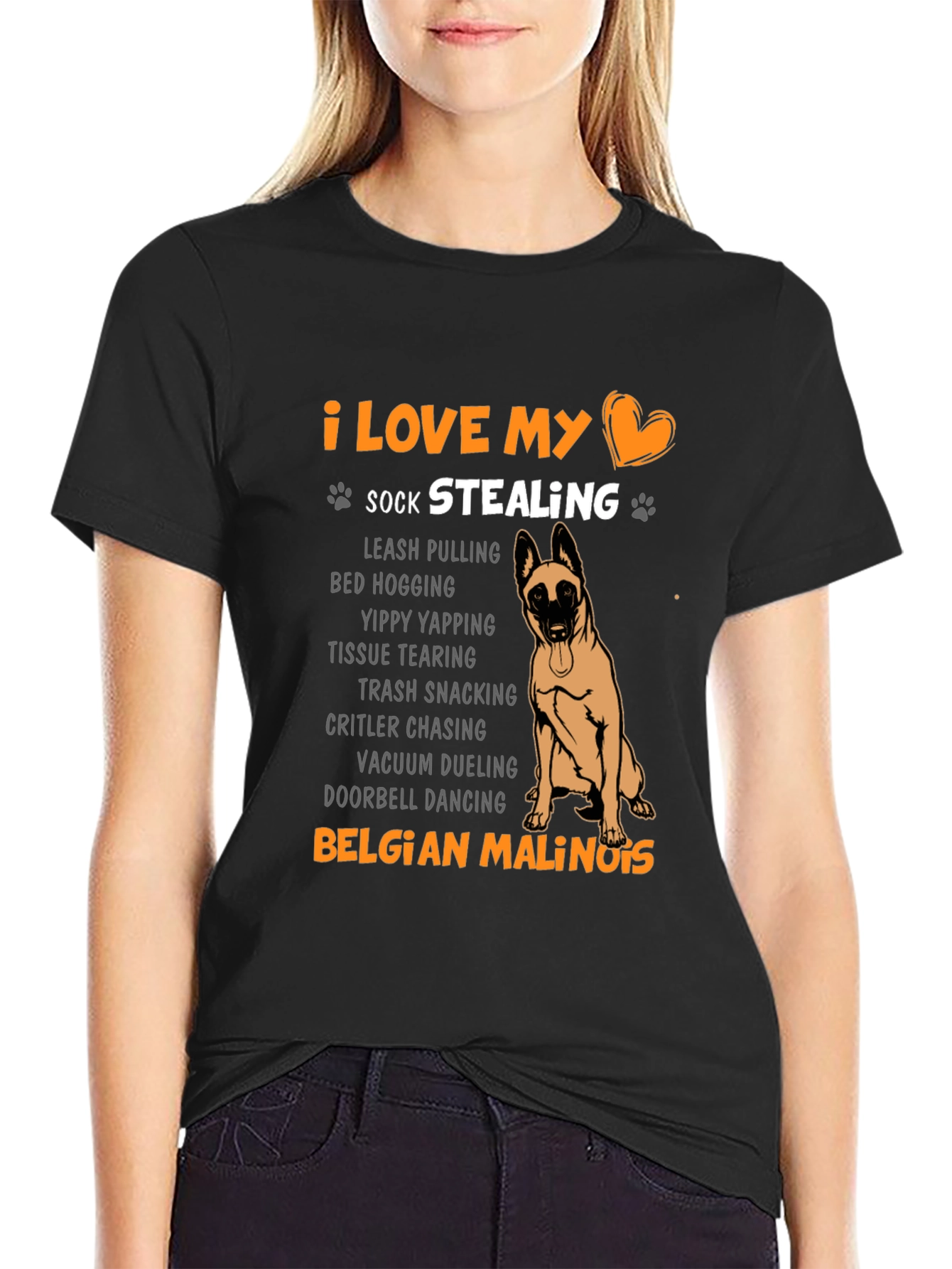 I Love My Sock Stealing Belgian Malinois T-Shirt