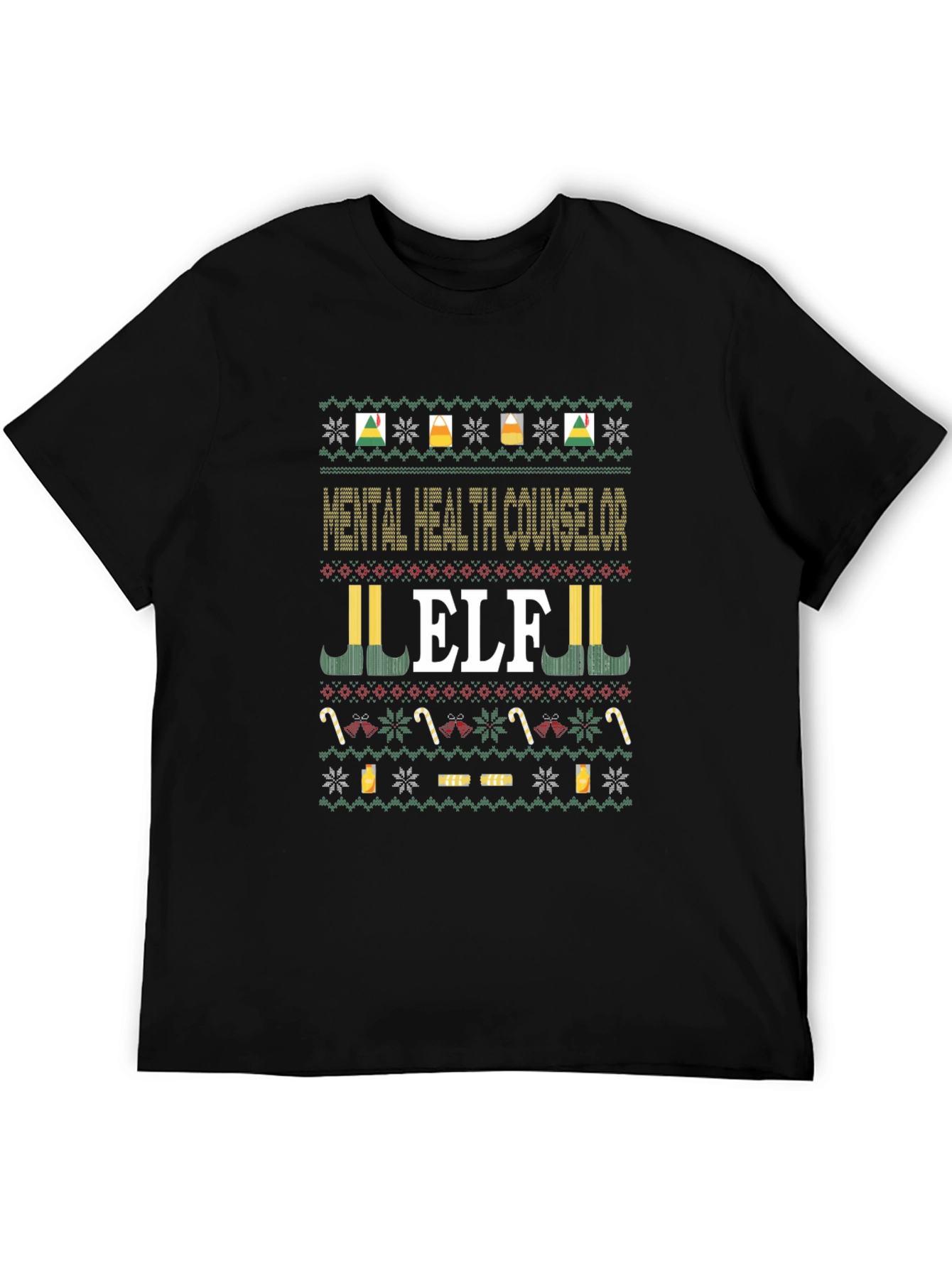 Mental Health Counselor Elf Ugly Christmas Sweater T-Shirt