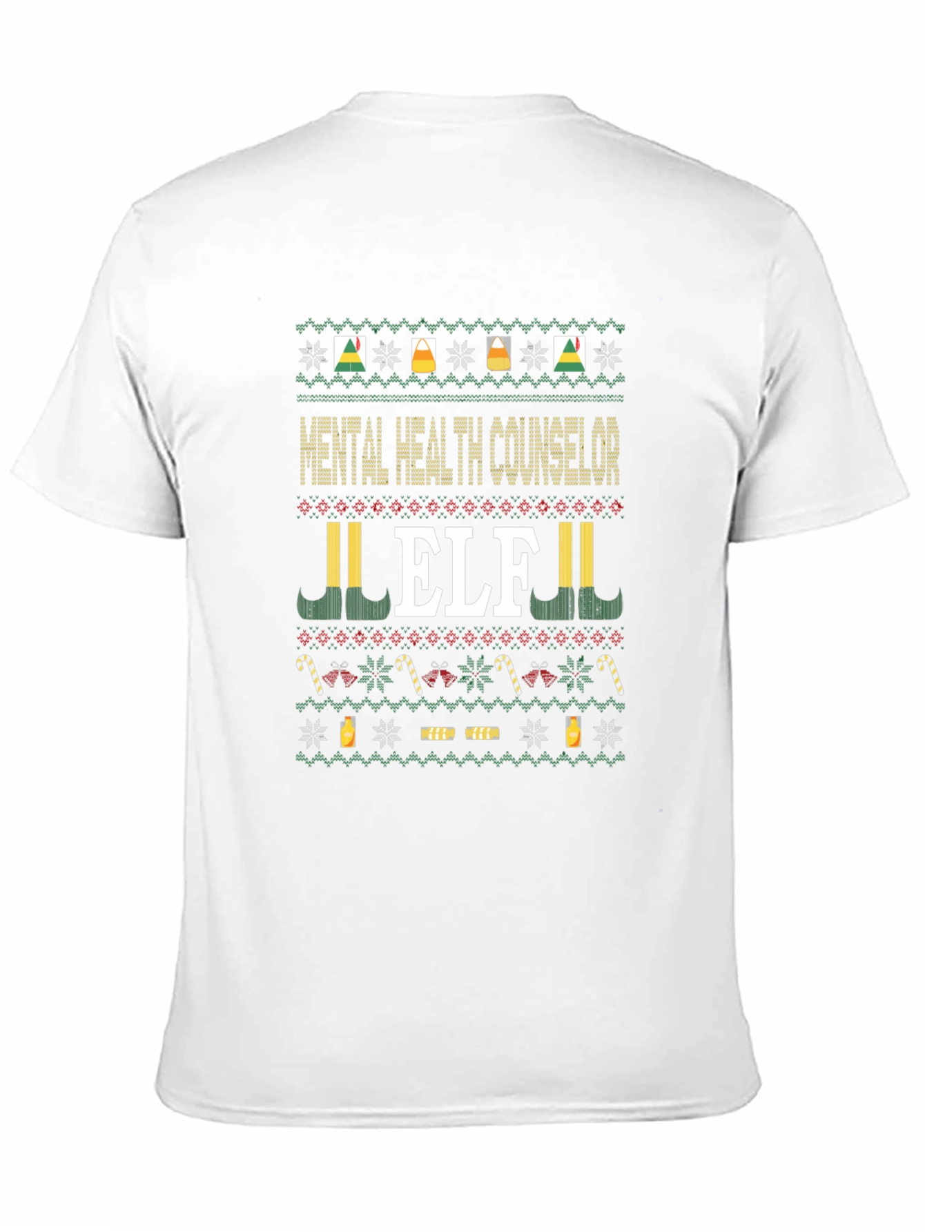 Mental Health Counselor Elf Ugly Christmas Sweater T-Shirt