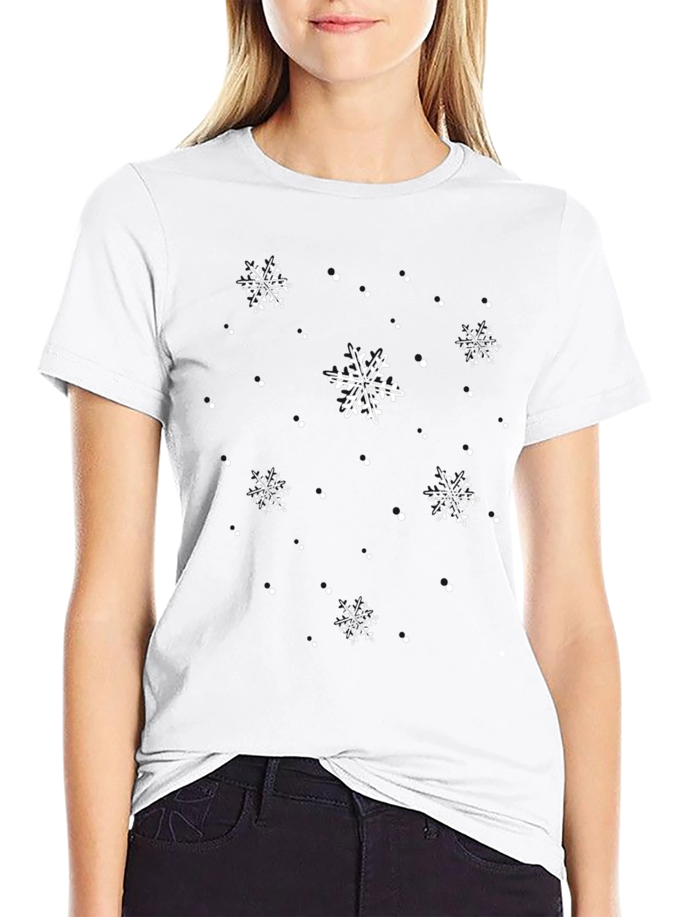 Snowflake Crewneck Tee - Winter Holiday Shirt