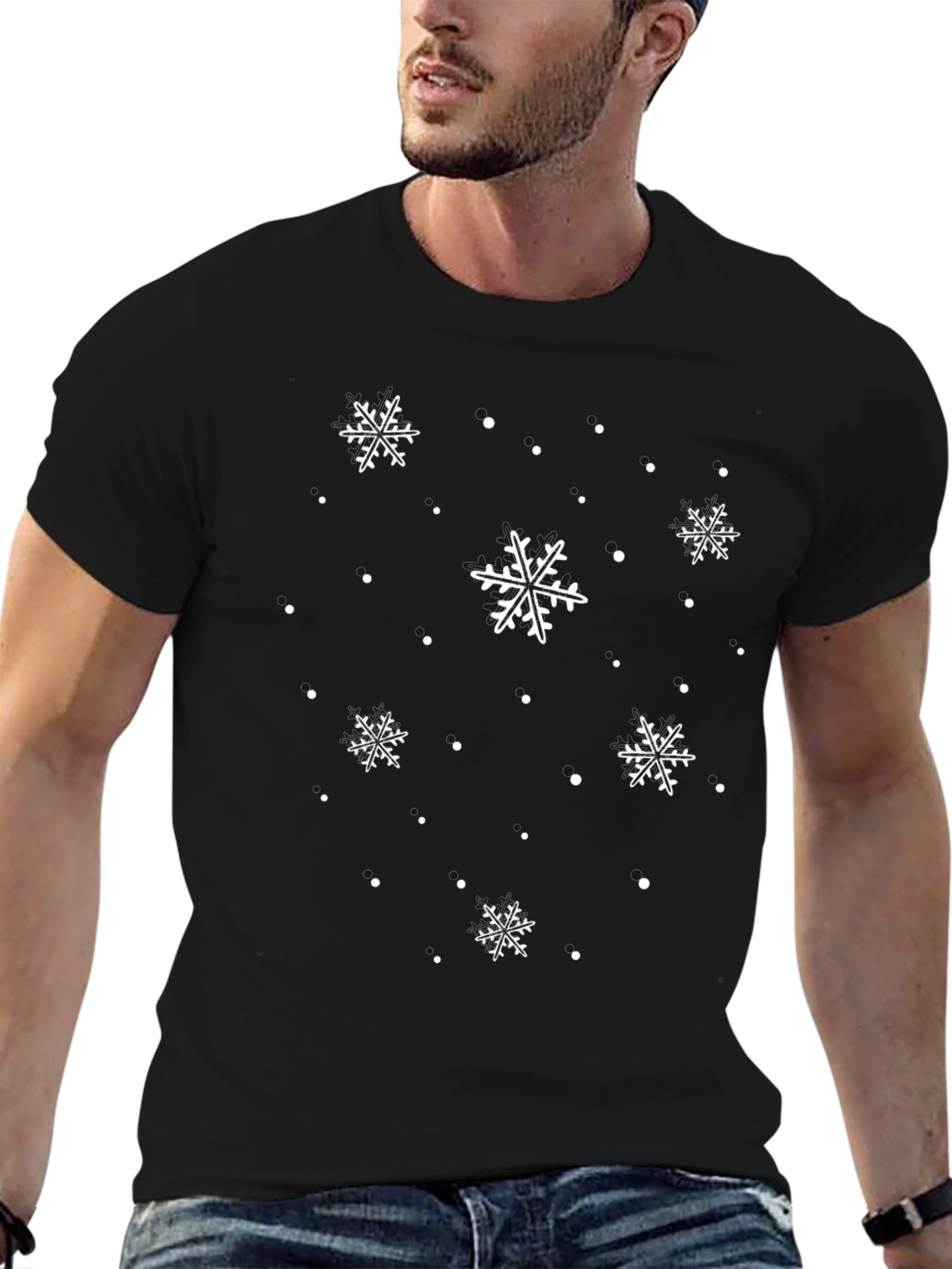Snowflake Crewneck Tee - Winter Holiday Shirt