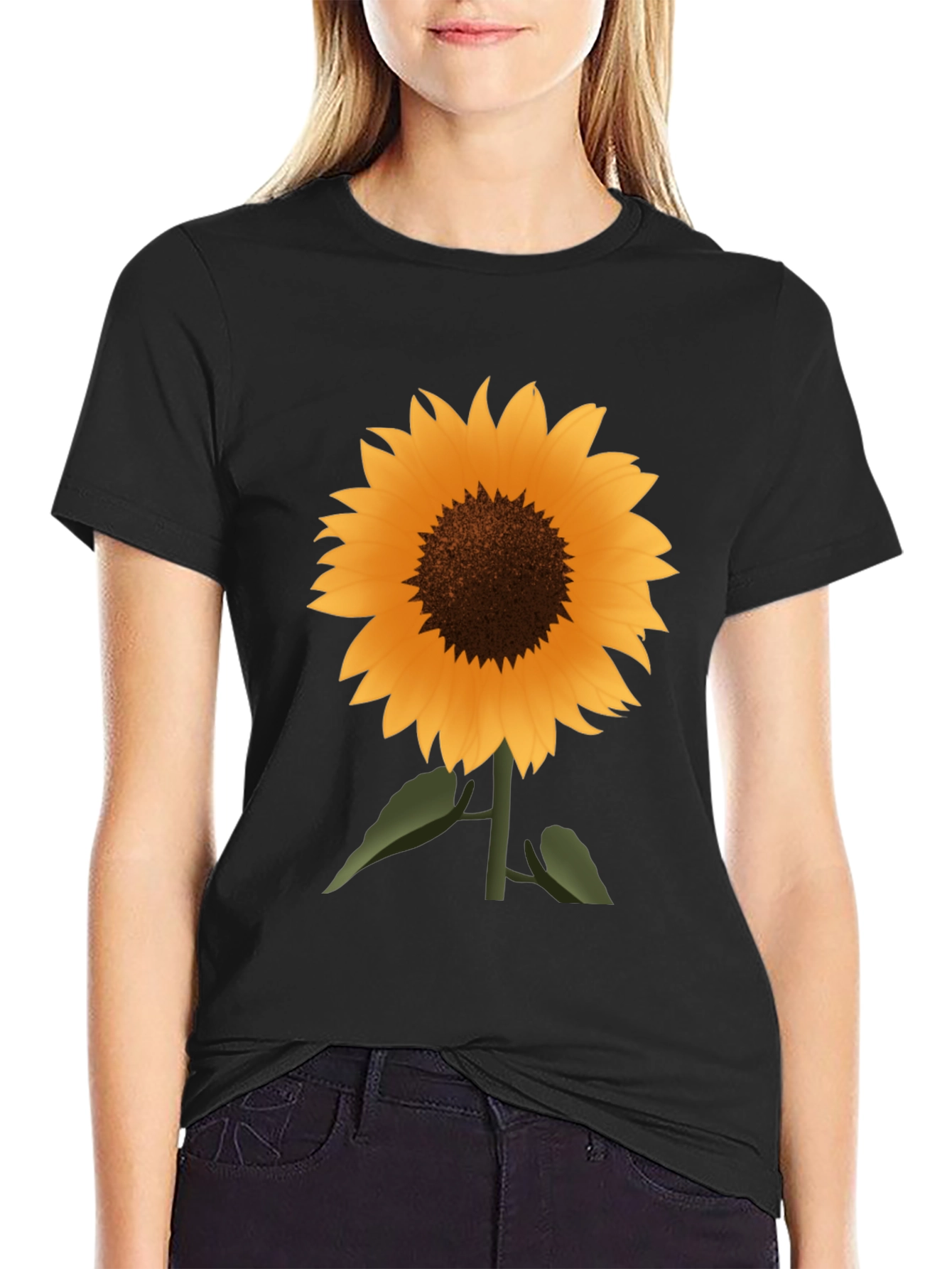 Sunflower Graphic Tee - Stylish Black Cotton T-Shirt