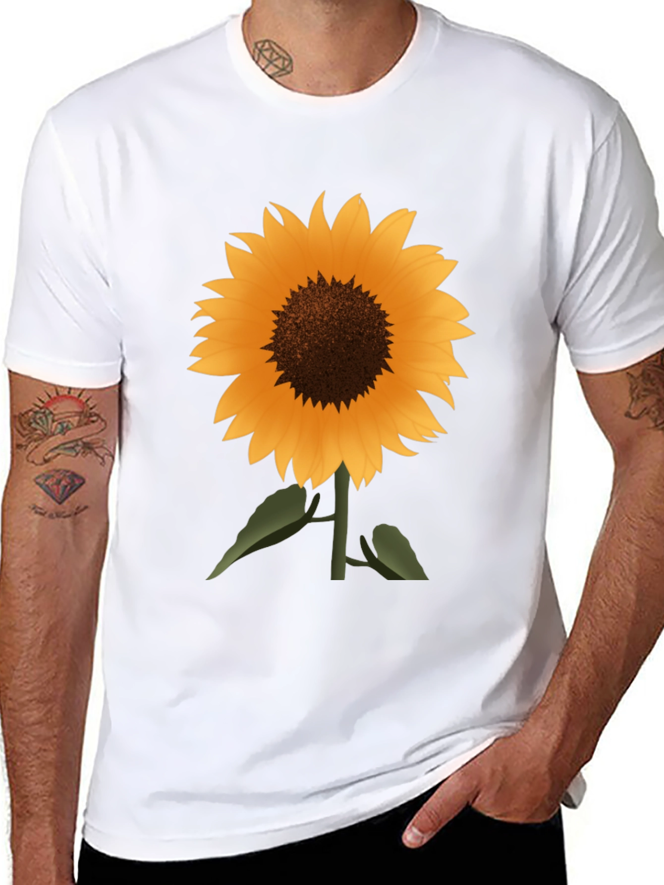 Sunflower Graphic Tee - Stylish Black Cotton T-Shirt