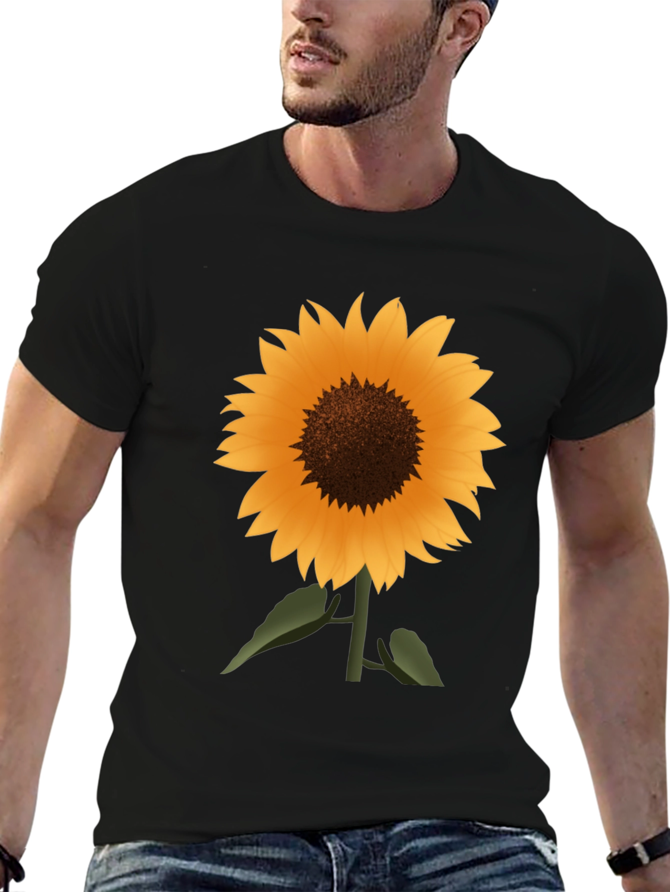 Sunflower Graphic Tee - Stylish Black Cotton T-Shirt
