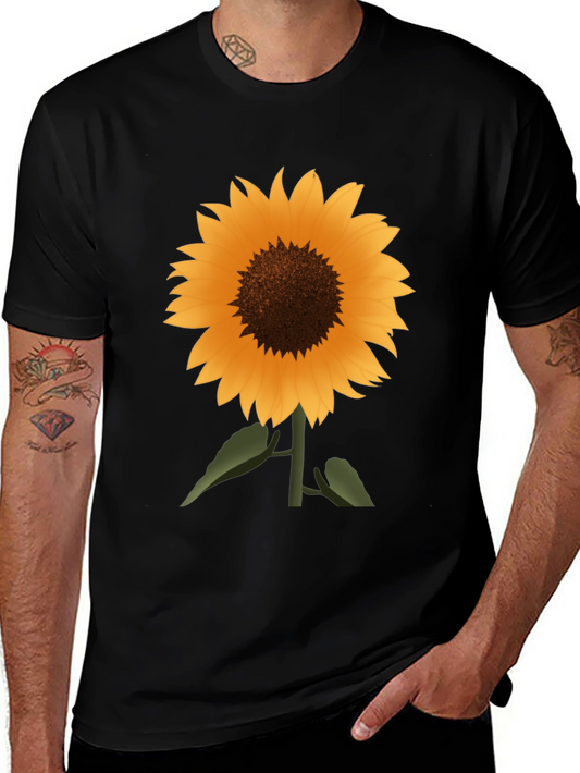 Sunflower Graphic Tee - Stylish Black Cotton T-Shirt