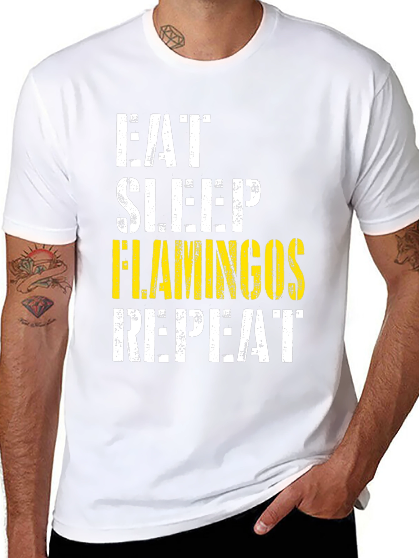 Eat Sleep Flamingos Repeat Graphic Tee