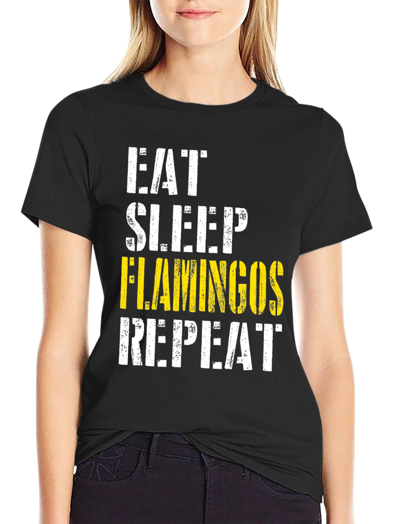 Eat Sleep Flamingos Repeat Graphic Tee