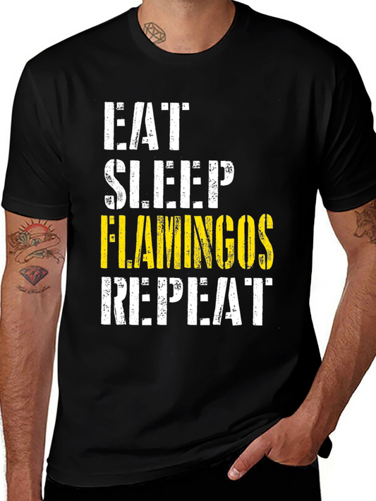 Eat Sleep Flamingos Repeat Graphic Tee
