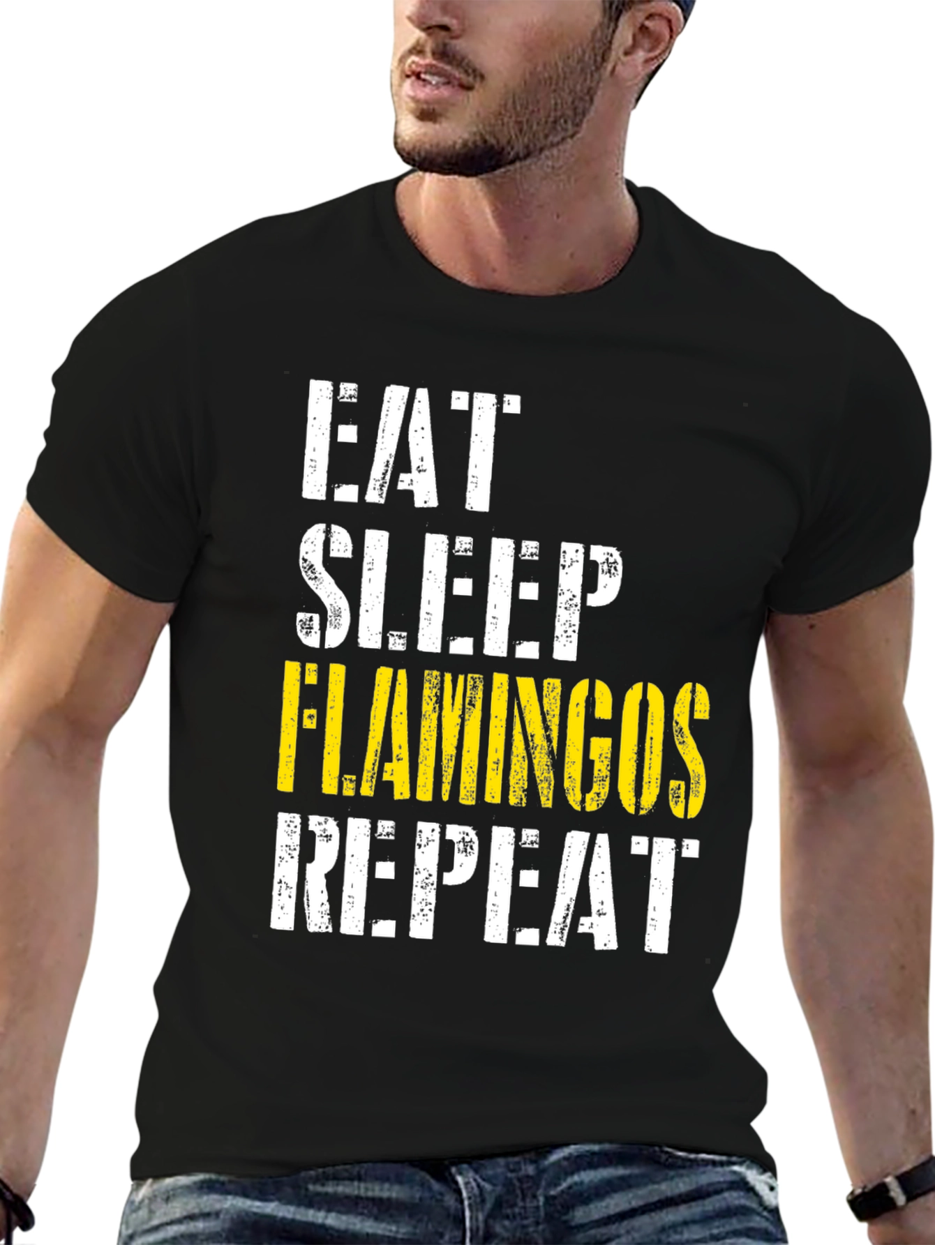 Eat Sleep Flamingos Repeat Graphic Tee
