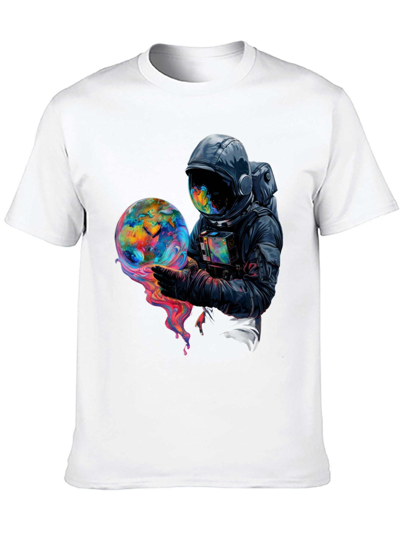 Astronaut Globe Graphic Tee - Black Cotton Comfort