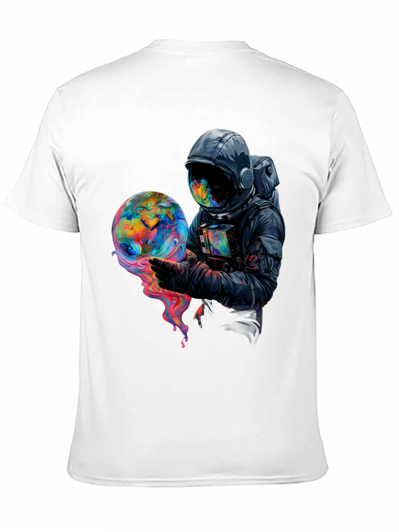 Astronaut Globe Graphic Tee - Black Cotton Comfort