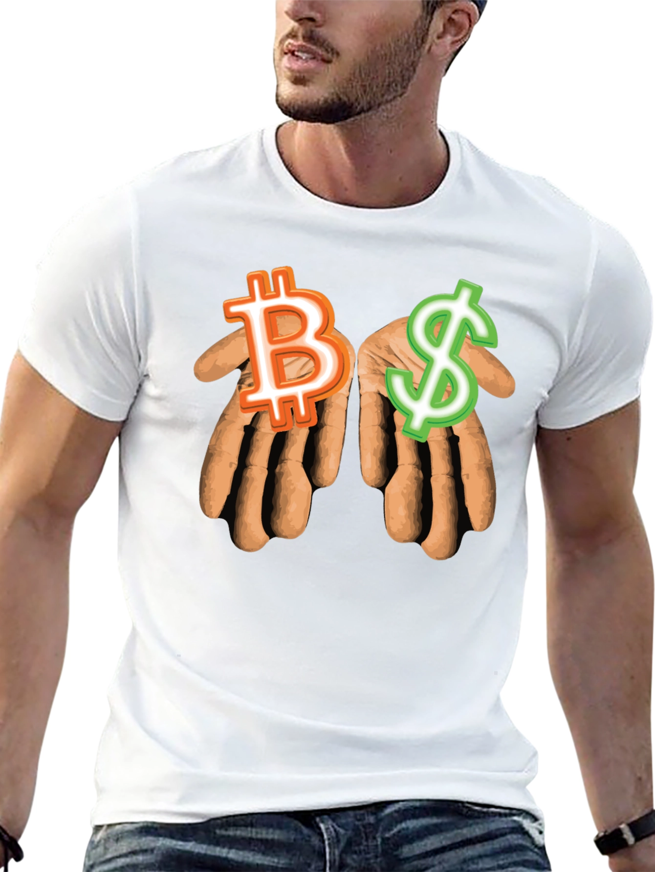 Bitcoin & Dollar Hands Black T-Shirt