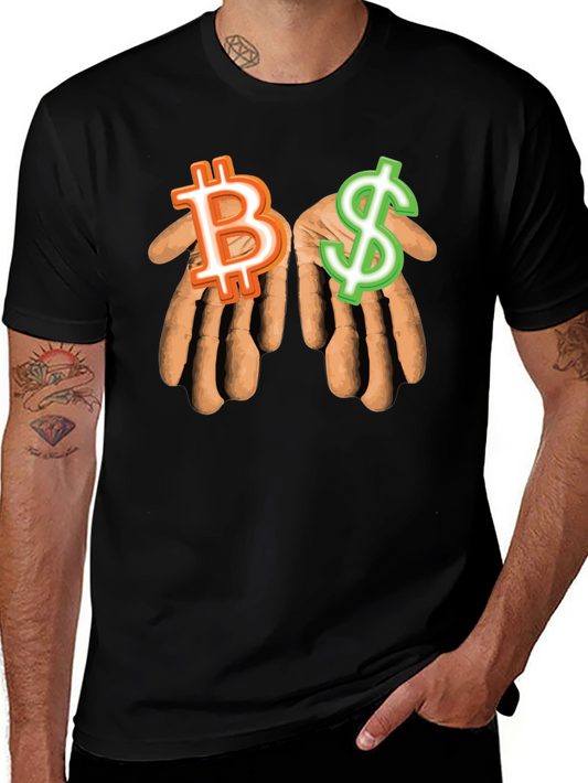Bitcoin & Dollar Hands Black T-Shirt