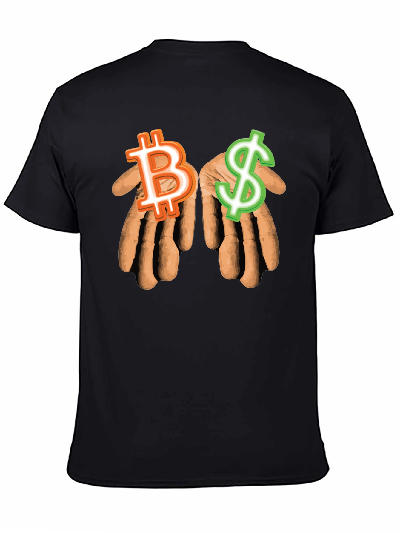 Bitcoin & Dollar Hands Black T-Shirt