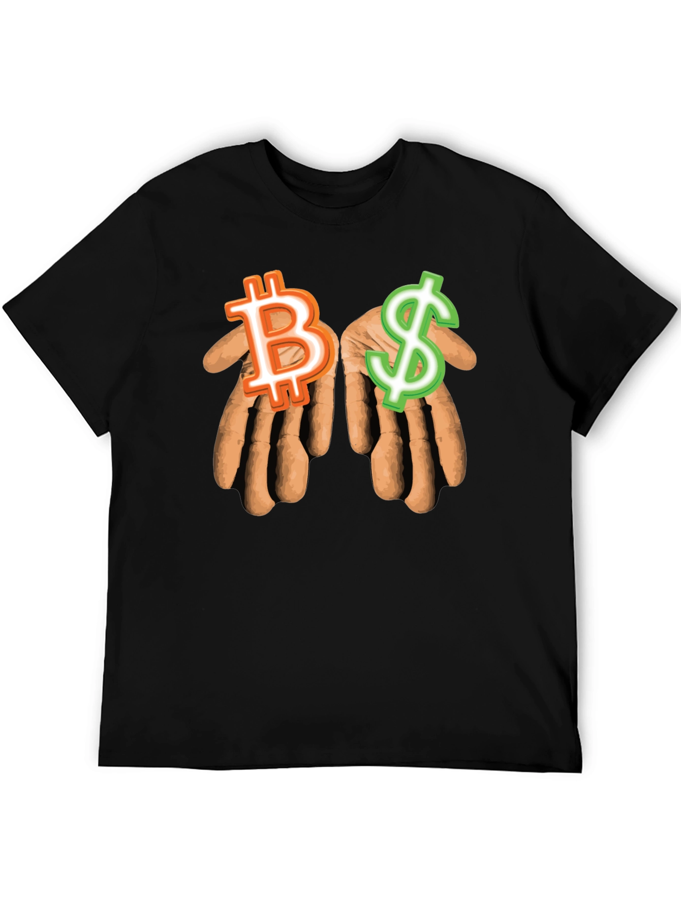 Bitcoin & Dollar Hands Black T-Shirt