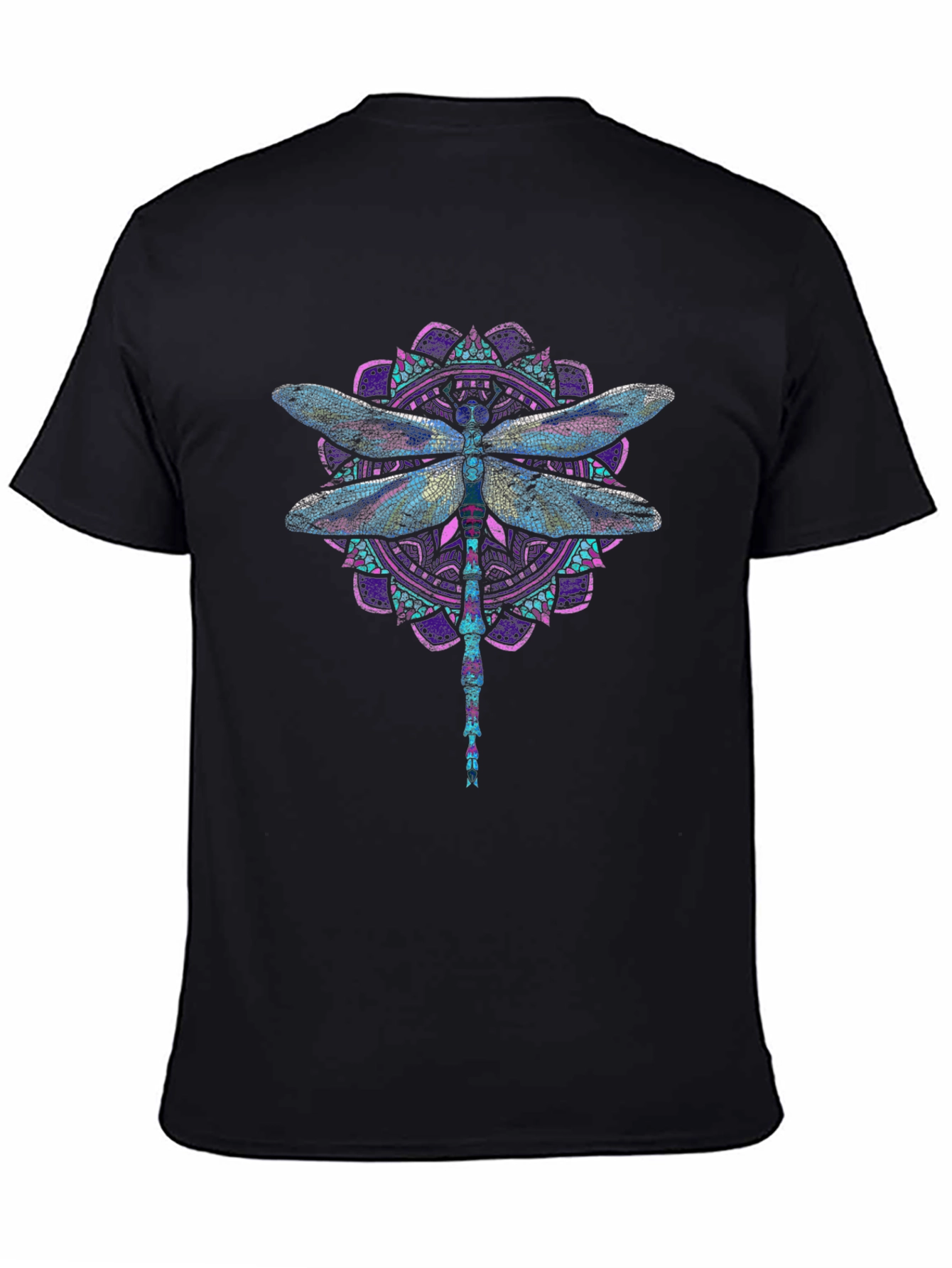 Dragonfly Mandala Graphic T-Shirt - Stylish Black Tee