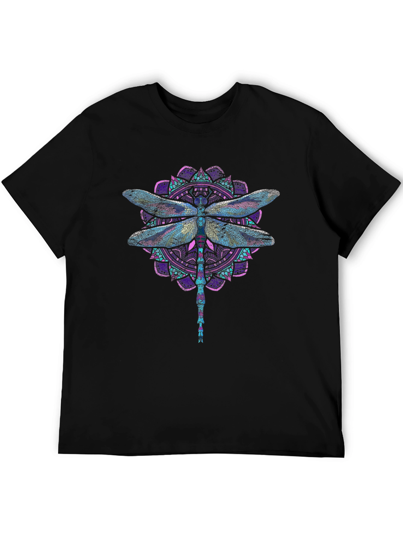 Dragonfly Mandala Graphic T-Shirt - Stylish Black Tee