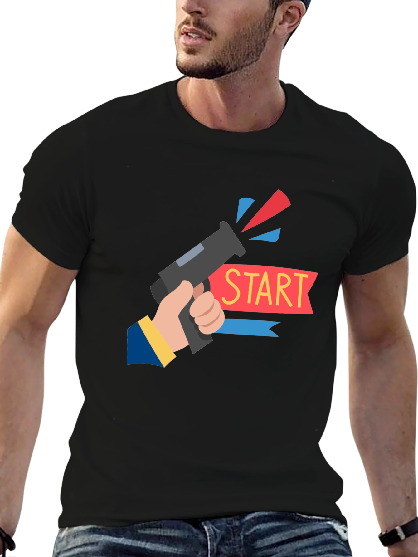 Start Gun Graphic T-Shirt - Black