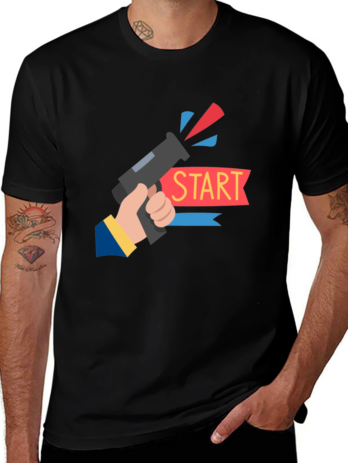 Start Gun Graphic T-Shirt - Black