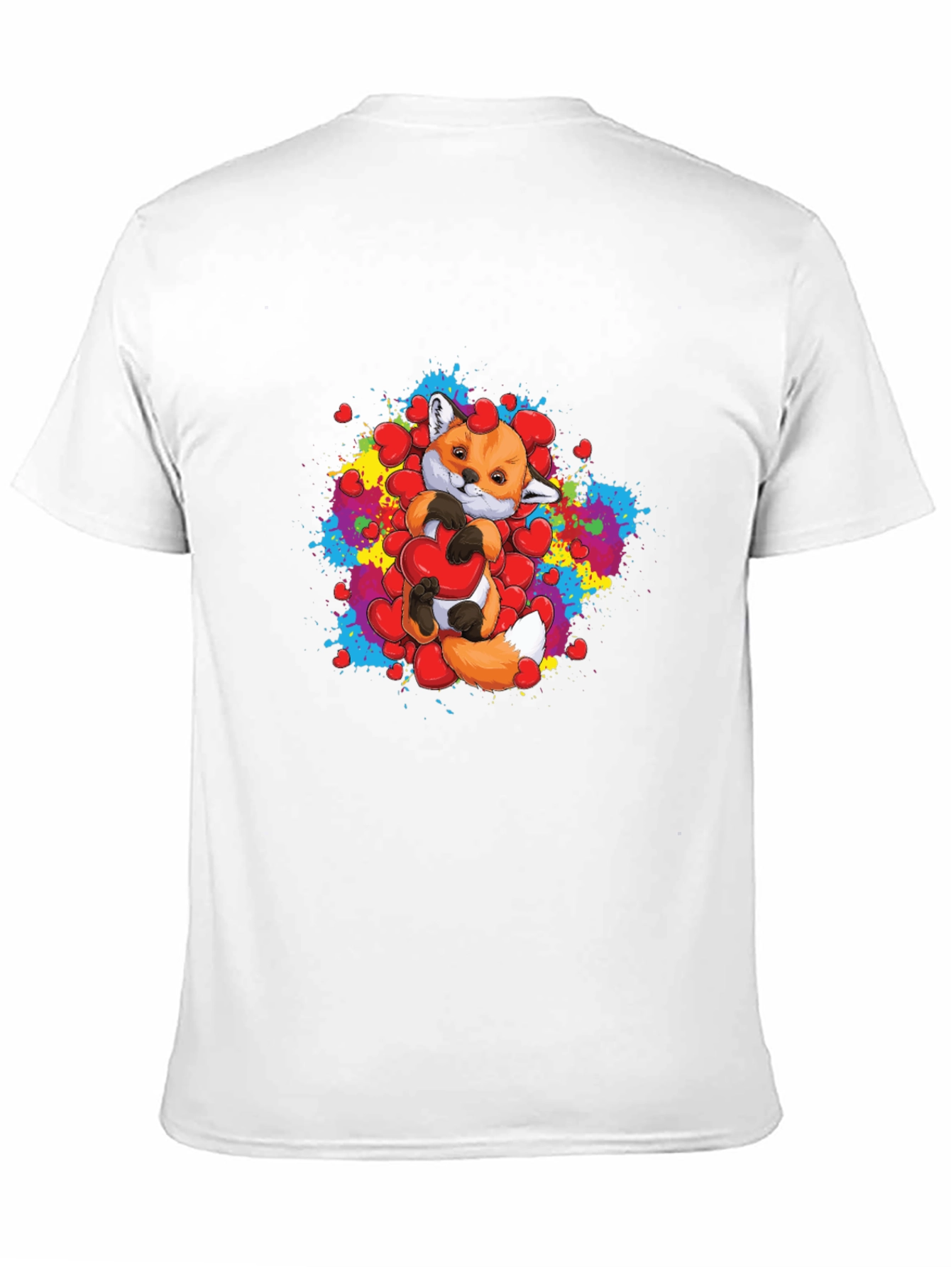 Cute Fox Holding Heart Graphic T-Shirt