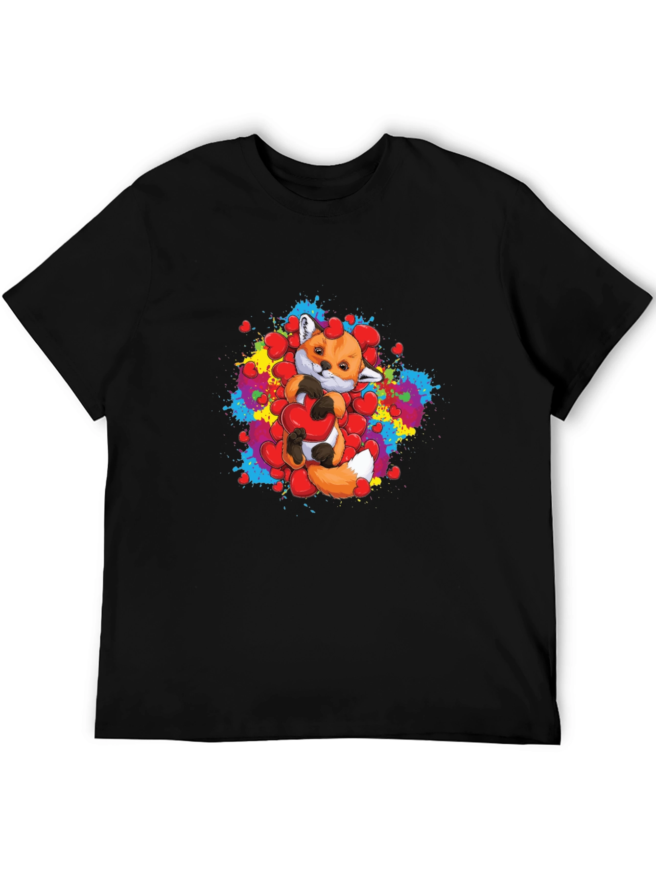 Cute Fox Holding Heart Graphic T-Shirt