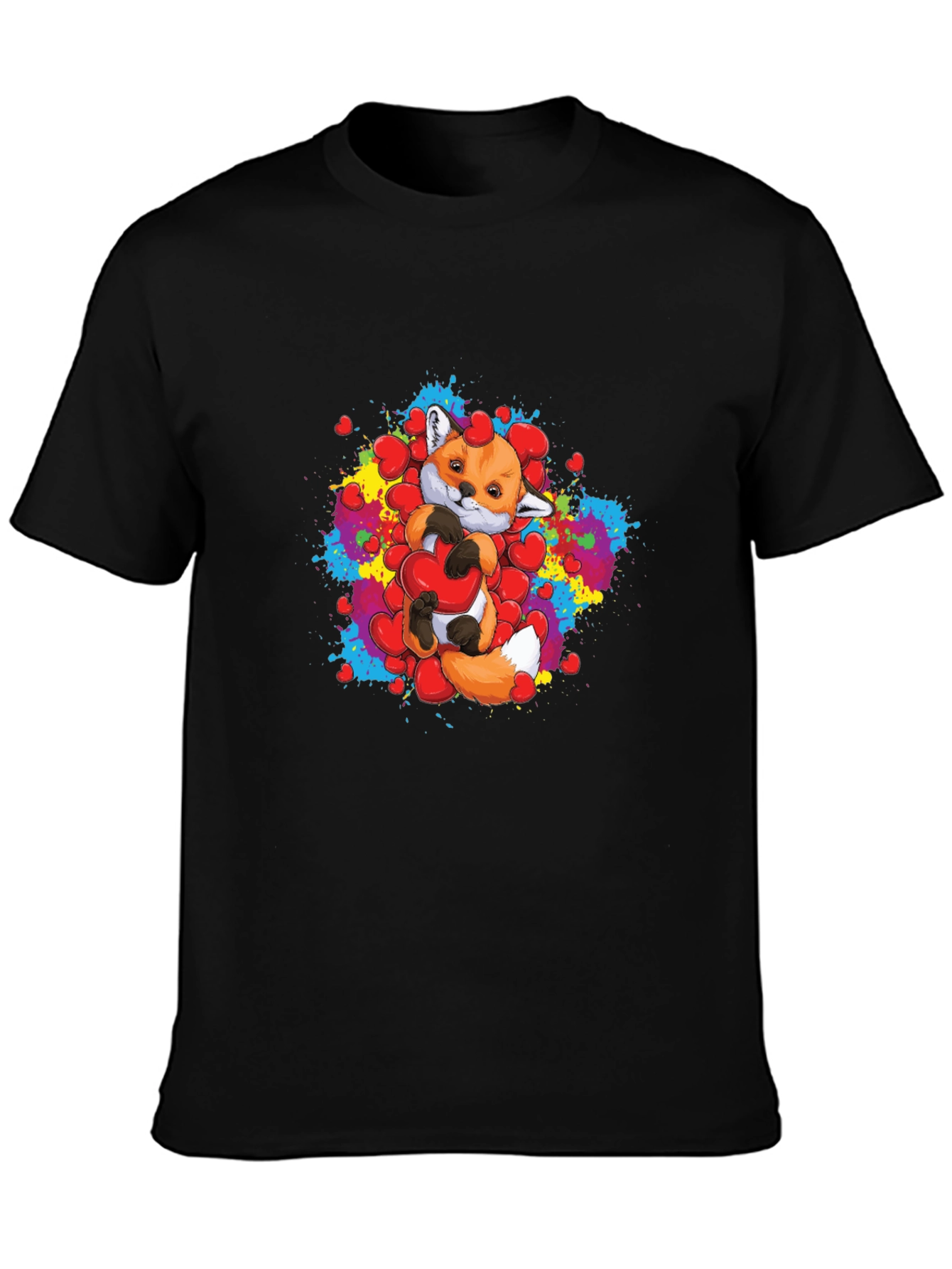 Cute Fox Holding Heart Graphic T-Shirt