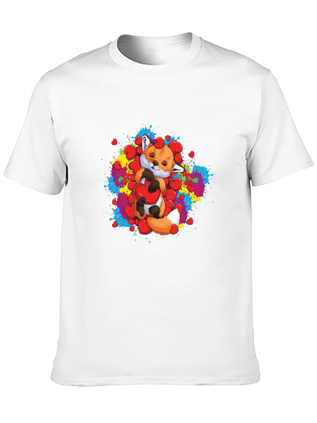 Cute Fox Holding Heart Graphic T-Shirt