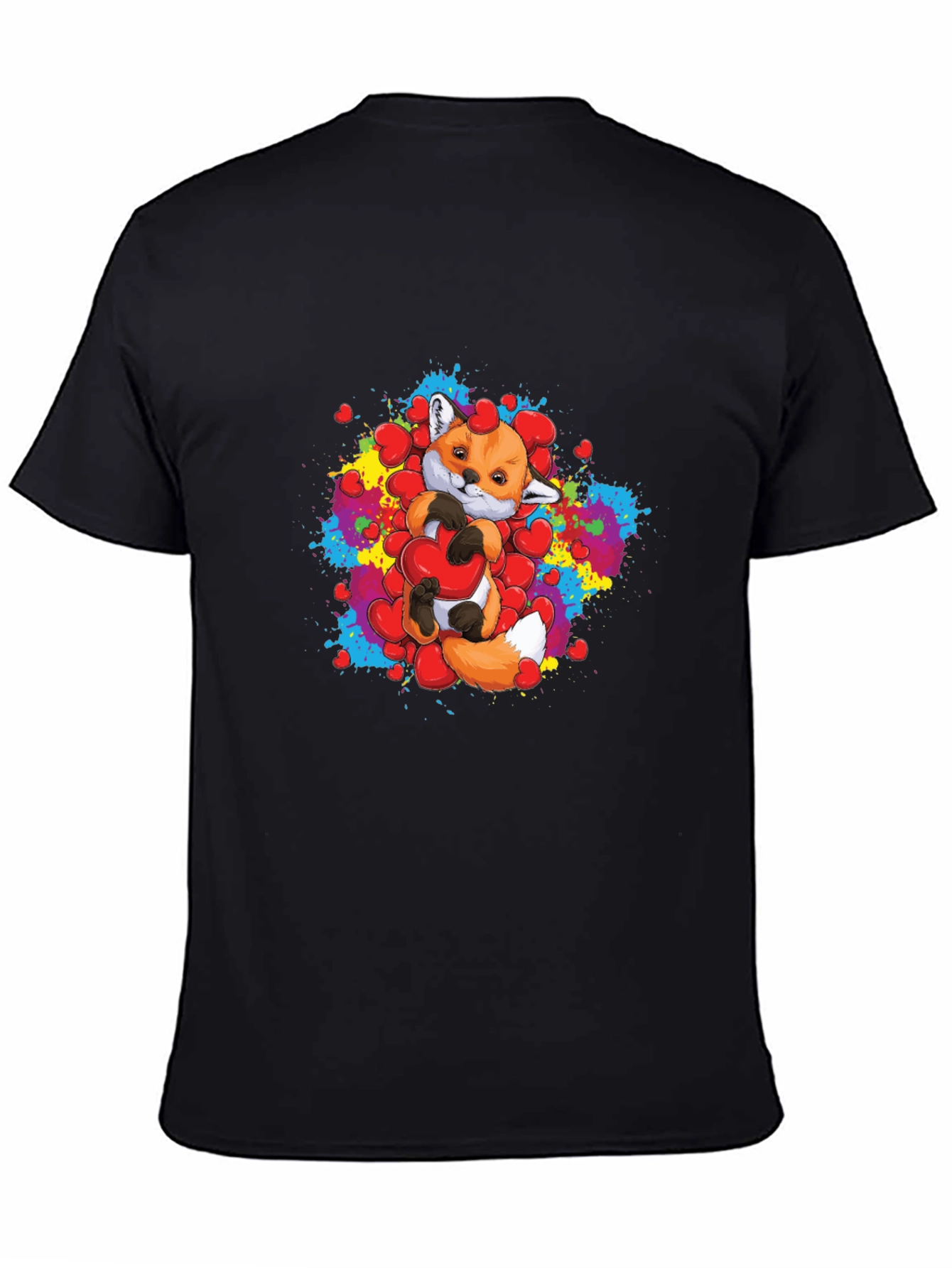 Cute Fox Holding Heart Graphic T-Shirt