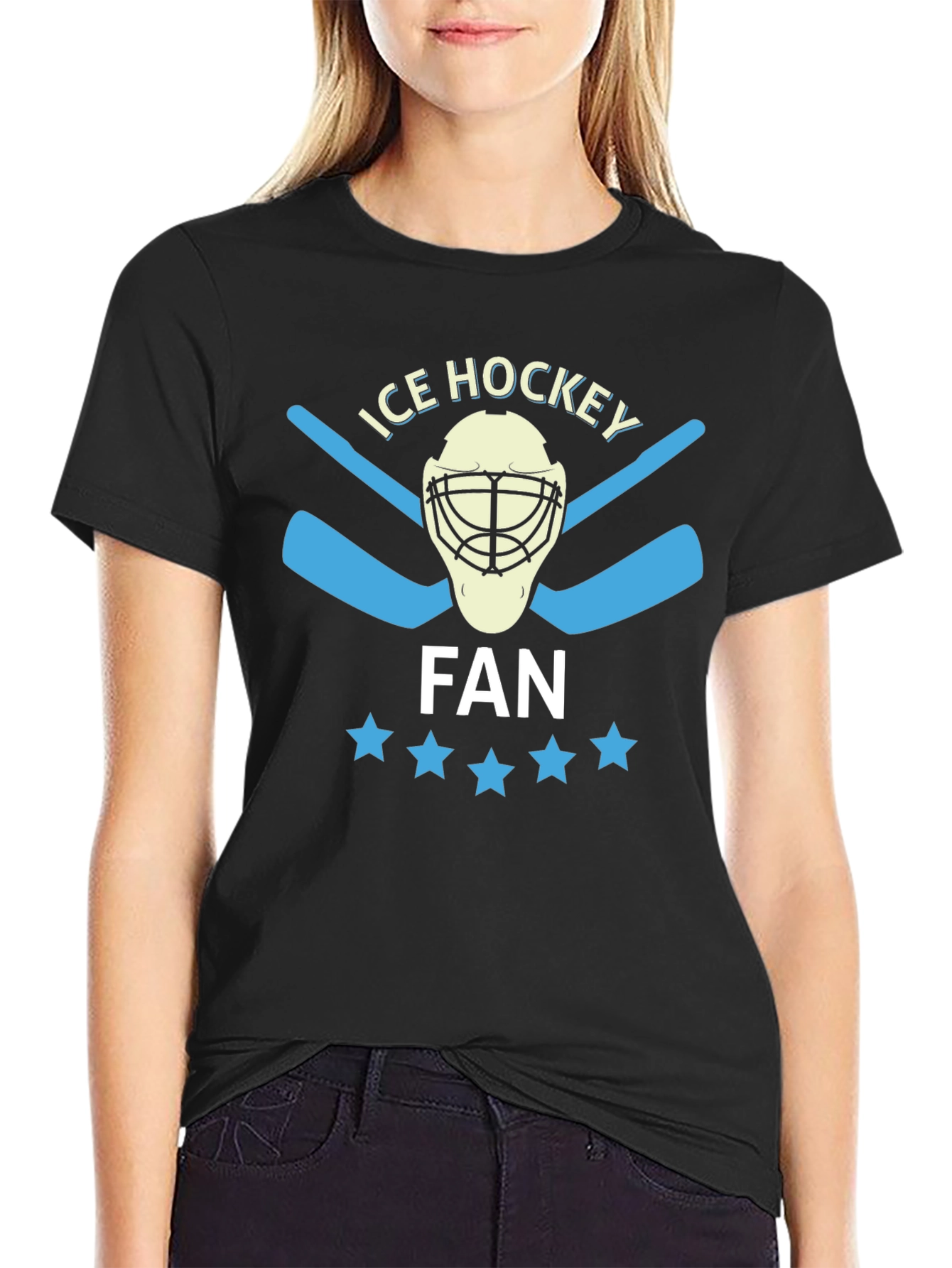 Ice Hockey Fan T-Shirt with Goalie Mask Design