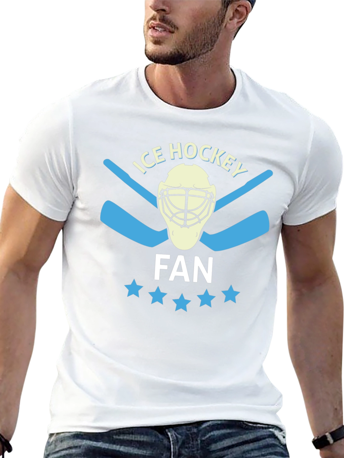 Ice Hockey Fan T-Shirt with Goalie Mask Design
