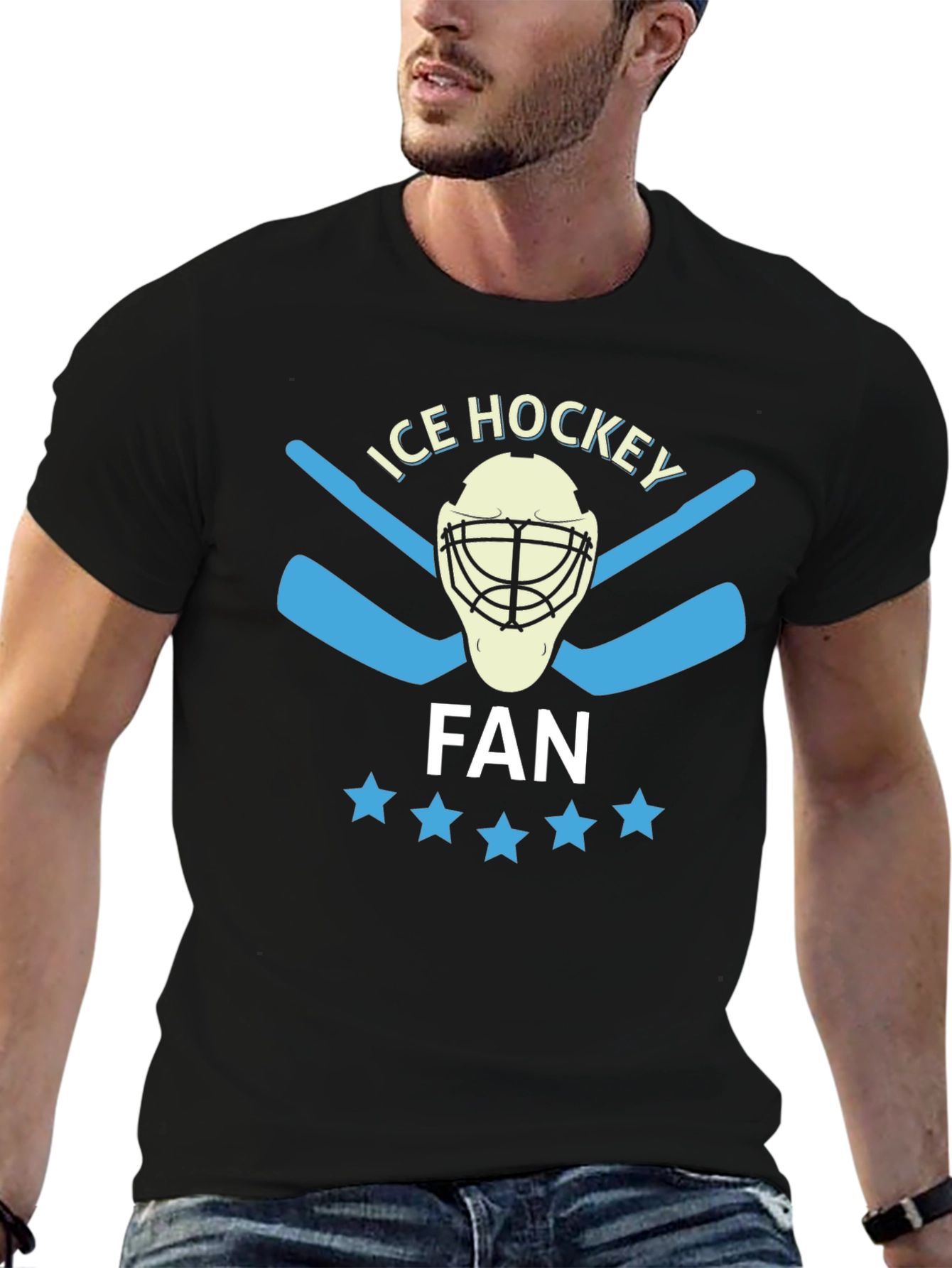 Ice Hockey Fan T-Shirt with Goalie Mask Design