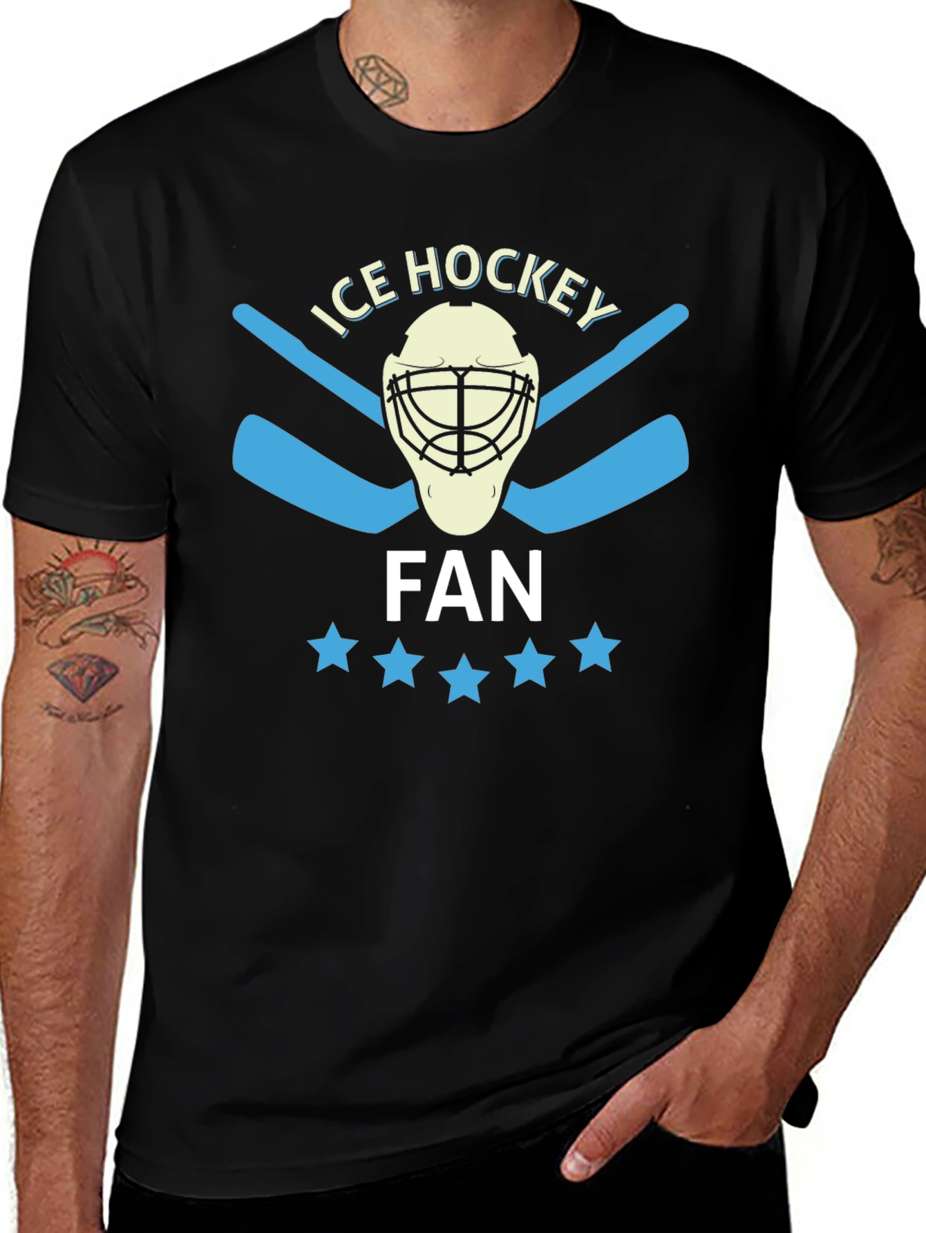 Ice Hockey Fan T-Shirt with Goalie Mask Design