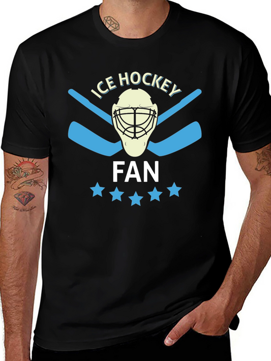 Ice Hockey Fan T-Shirt with Goalie Mask Design