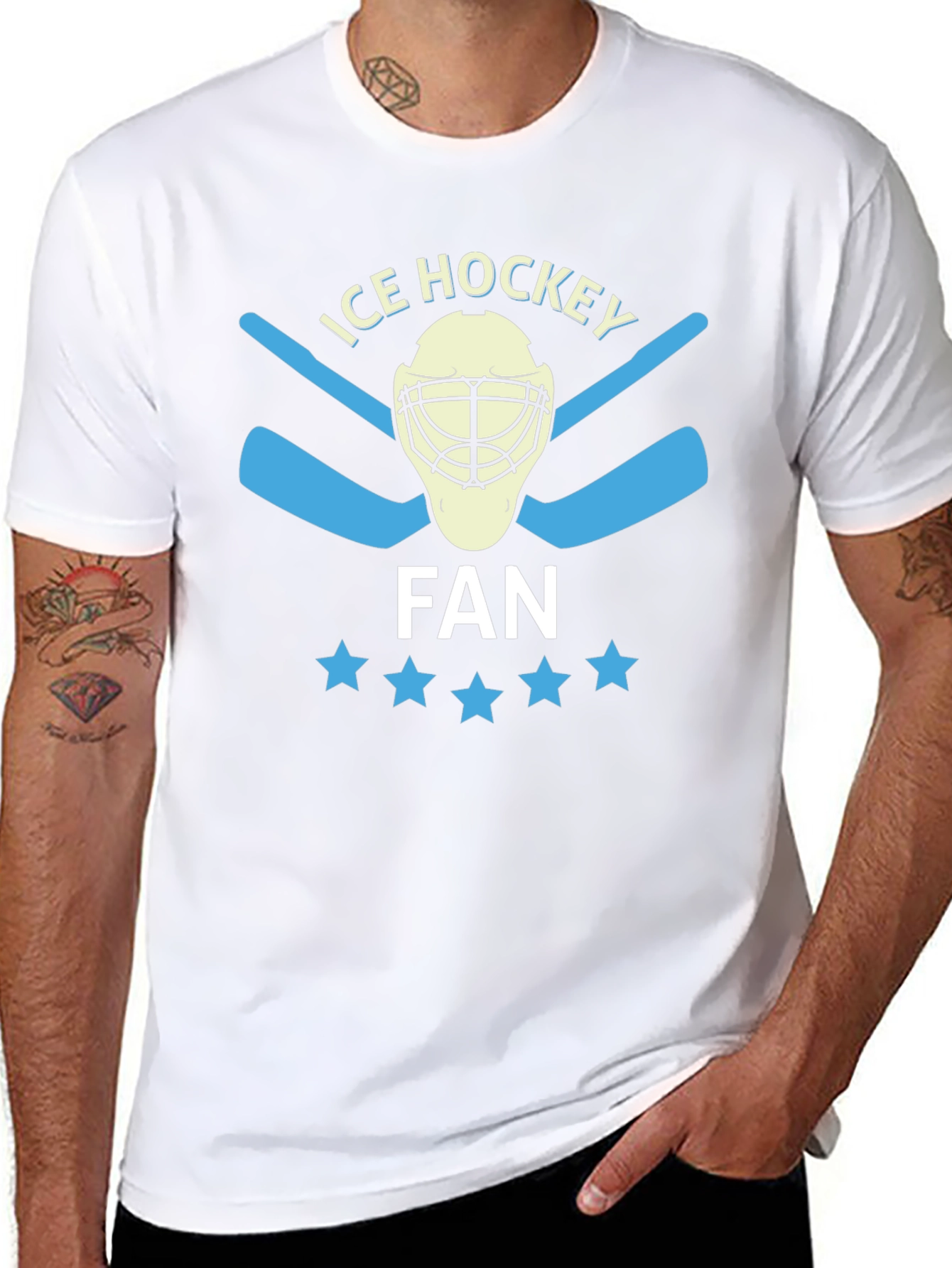 Ice Hockey Fan T-Shirt with Goalie Mask Design