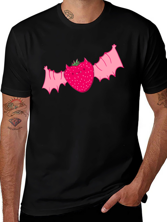 Strawberry Bat Graphic Tee - Unique Horror Style
