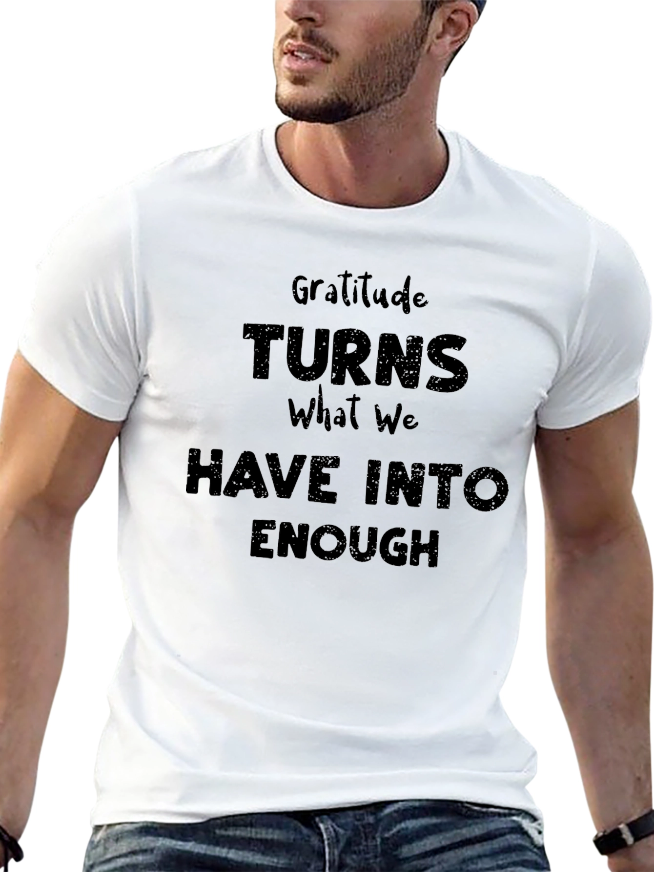 Gratitude Graphic Tee - Black Cotton Blend