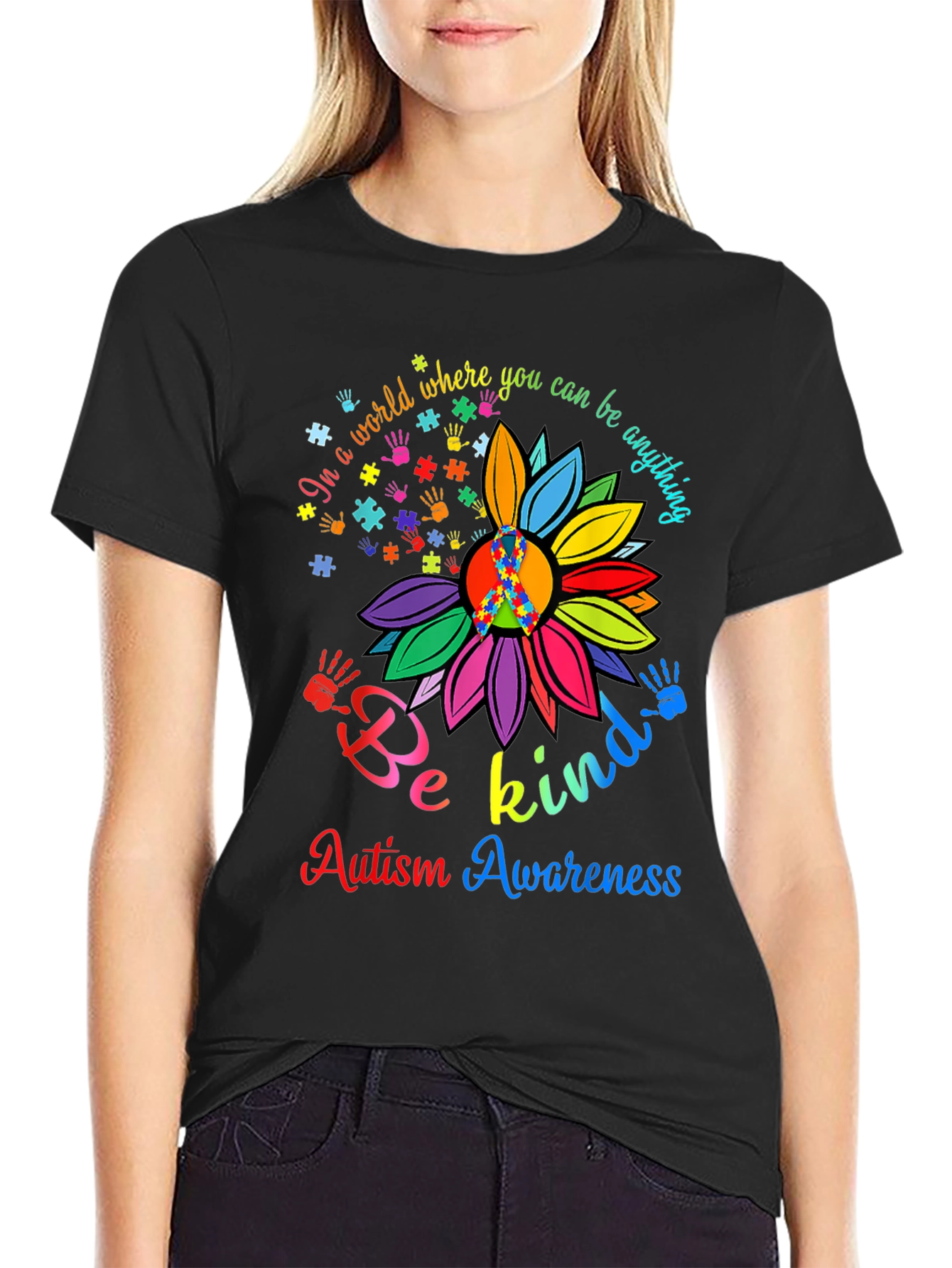 Autism Awareness T-Shirt - Be Kind Sunflower Tee