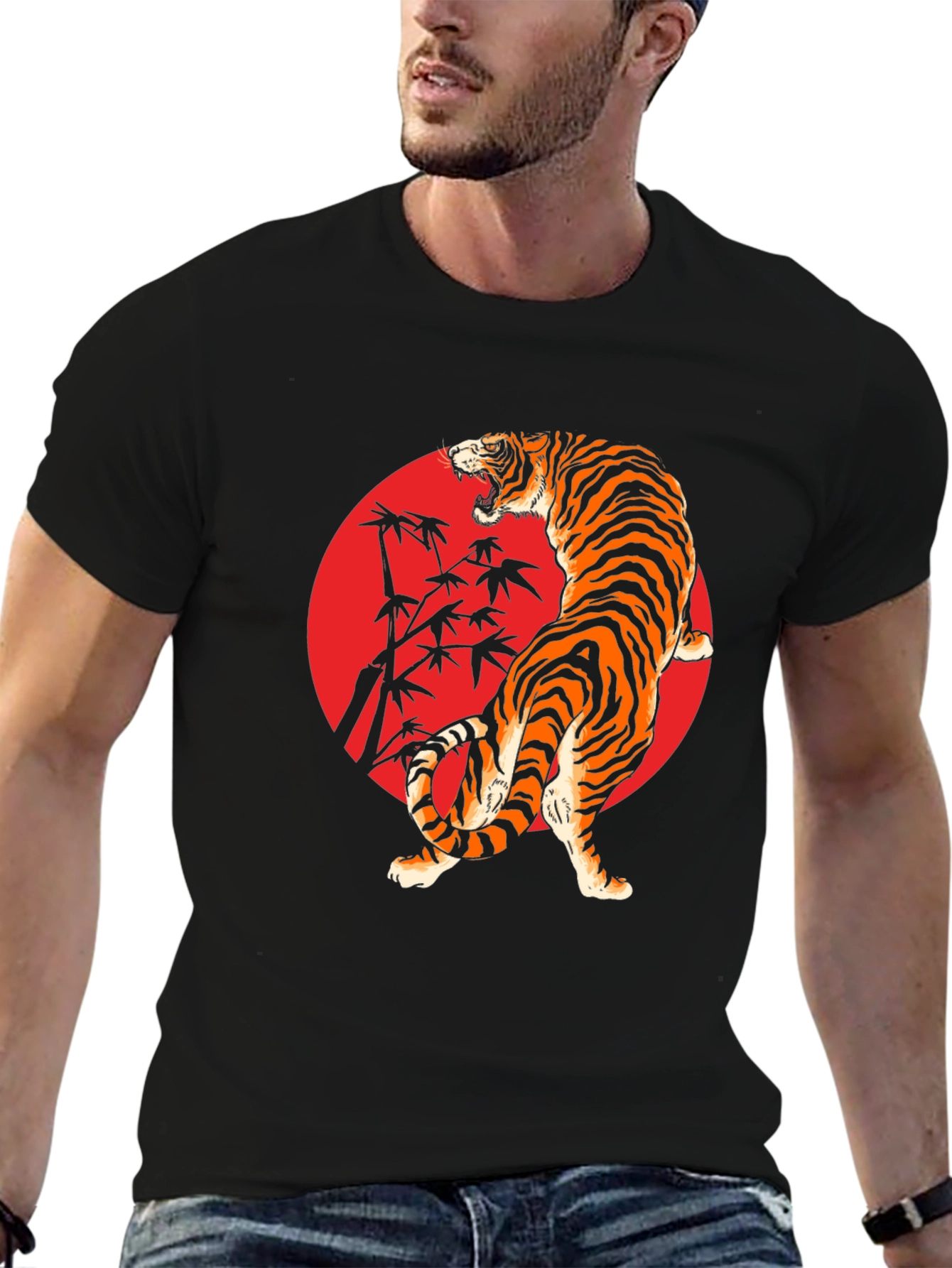 Tiger Graphic Tee - Black T-Shirt with Bold Design