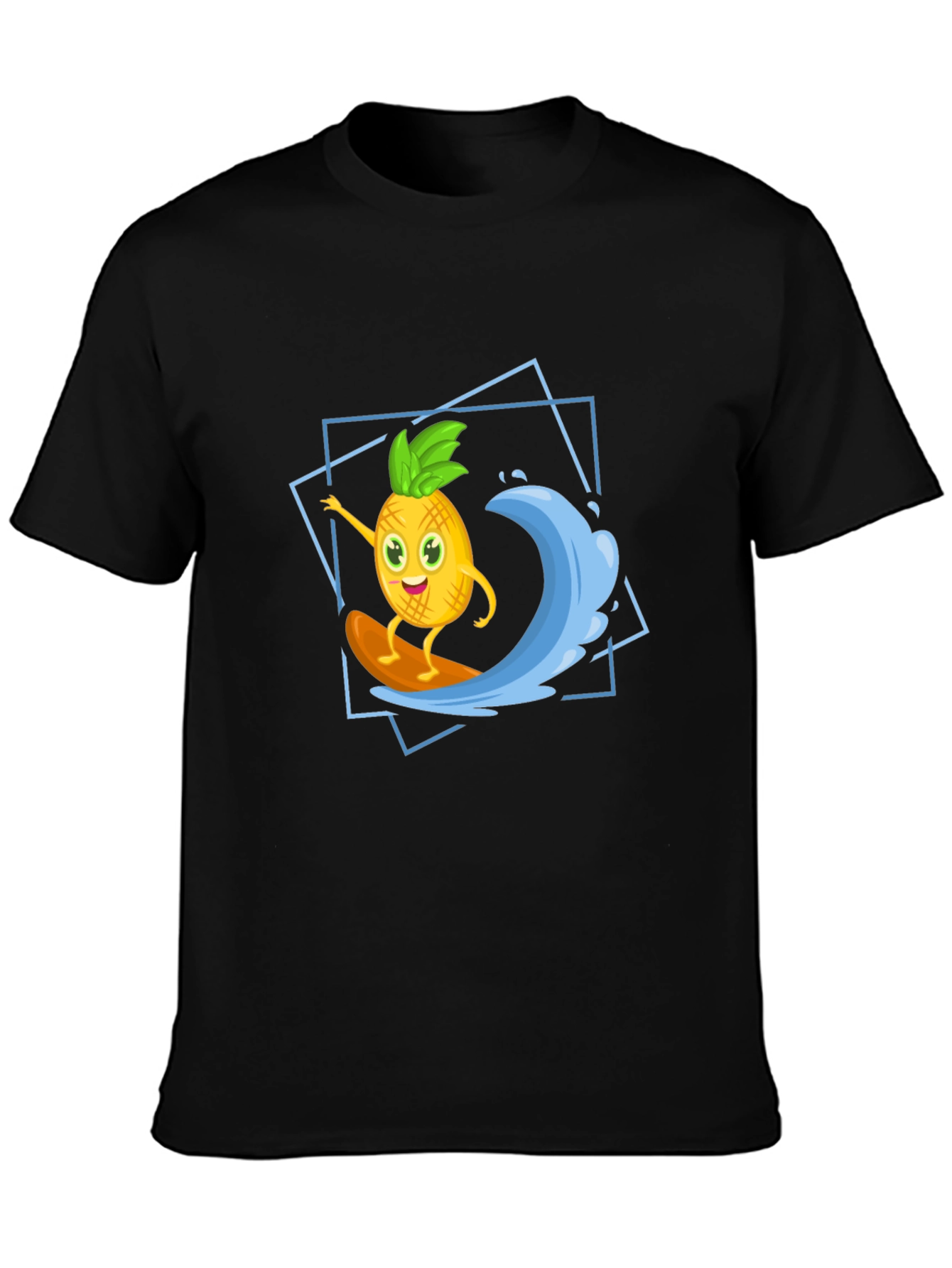Funny Pineapple Surfing Graphic T-Shirt