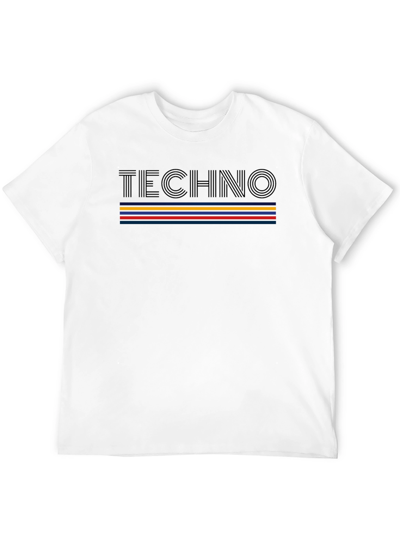Retro Techno Striped Graphic T-Shirt