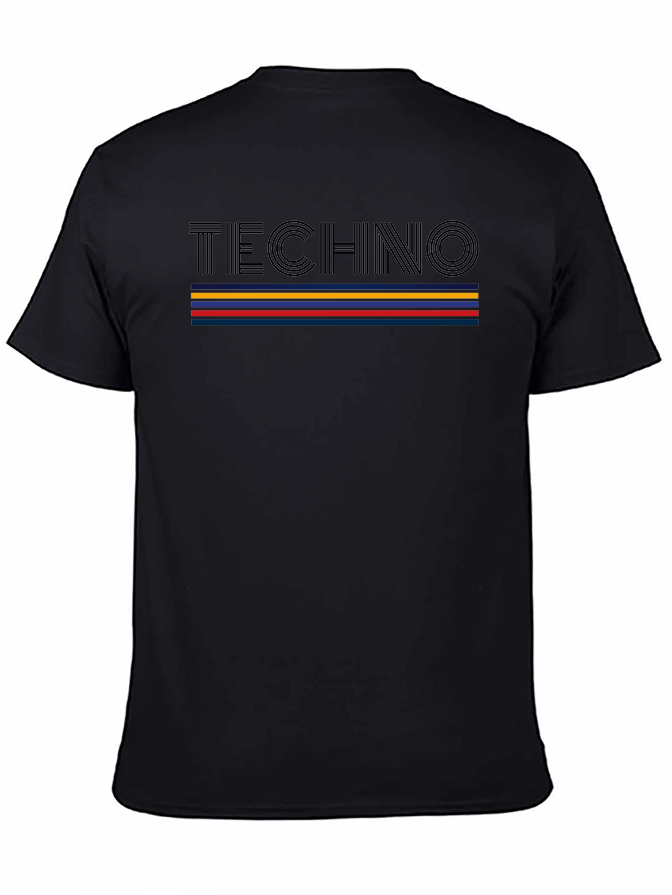 Retro Techno Striped Graphic T-Shirt