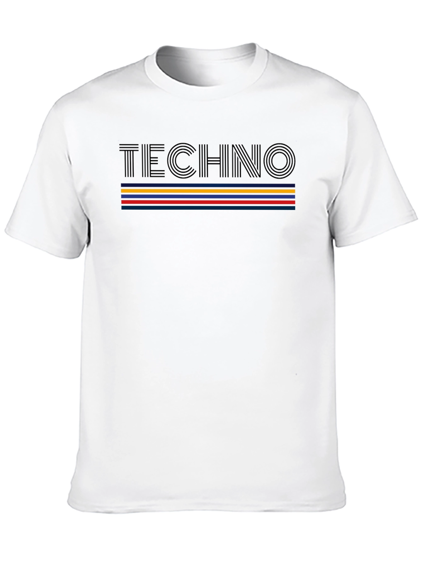 Retro Techno Striped Graphic T-Shirt