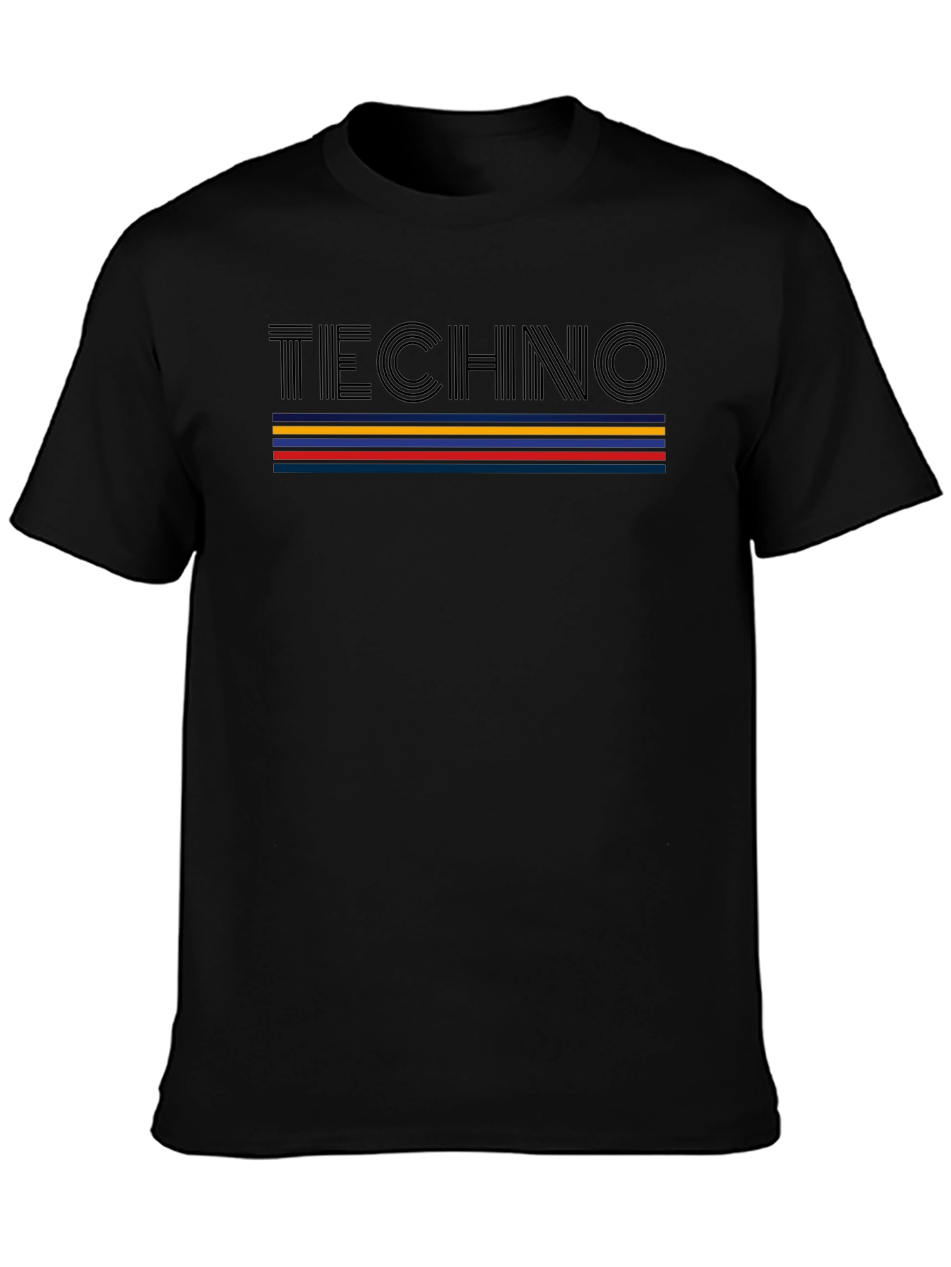 Retro Techno Striped Graphic T-Shirt