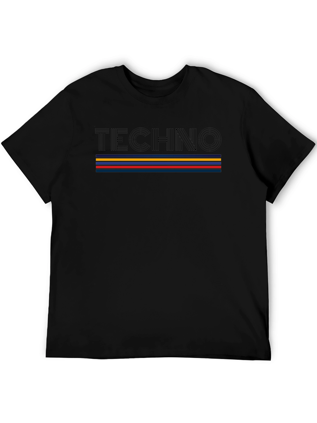 Retro Techno Striped Graphic T-Shirt