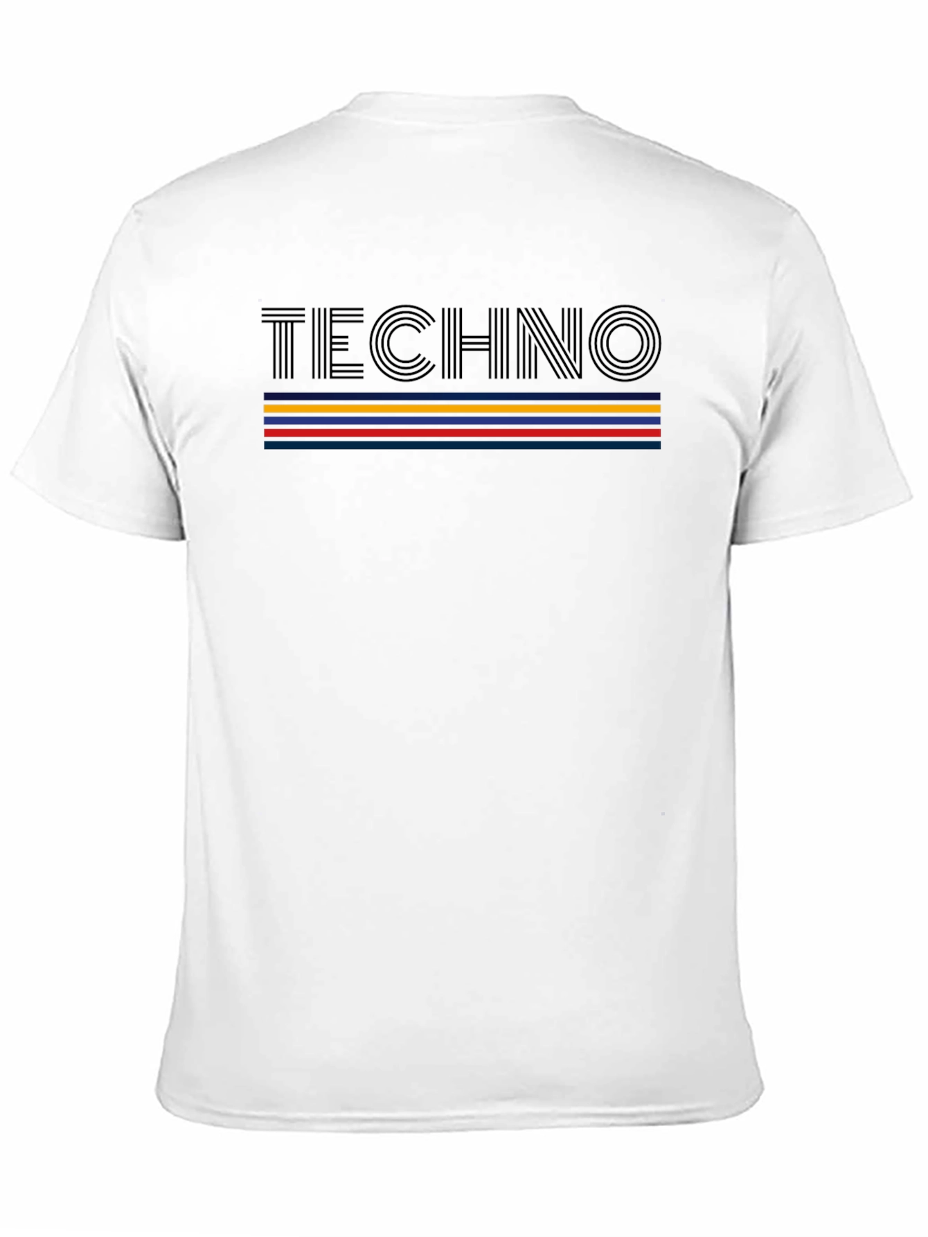 Retro Techno Striped Graphic T-Shirt