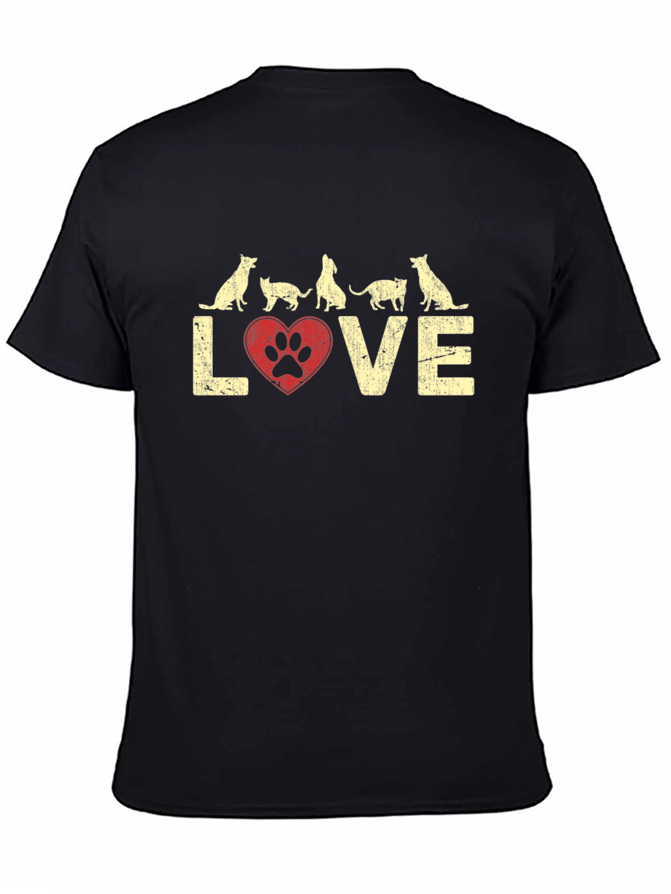 Love Dogs Cats Paw Print Graphic Tee