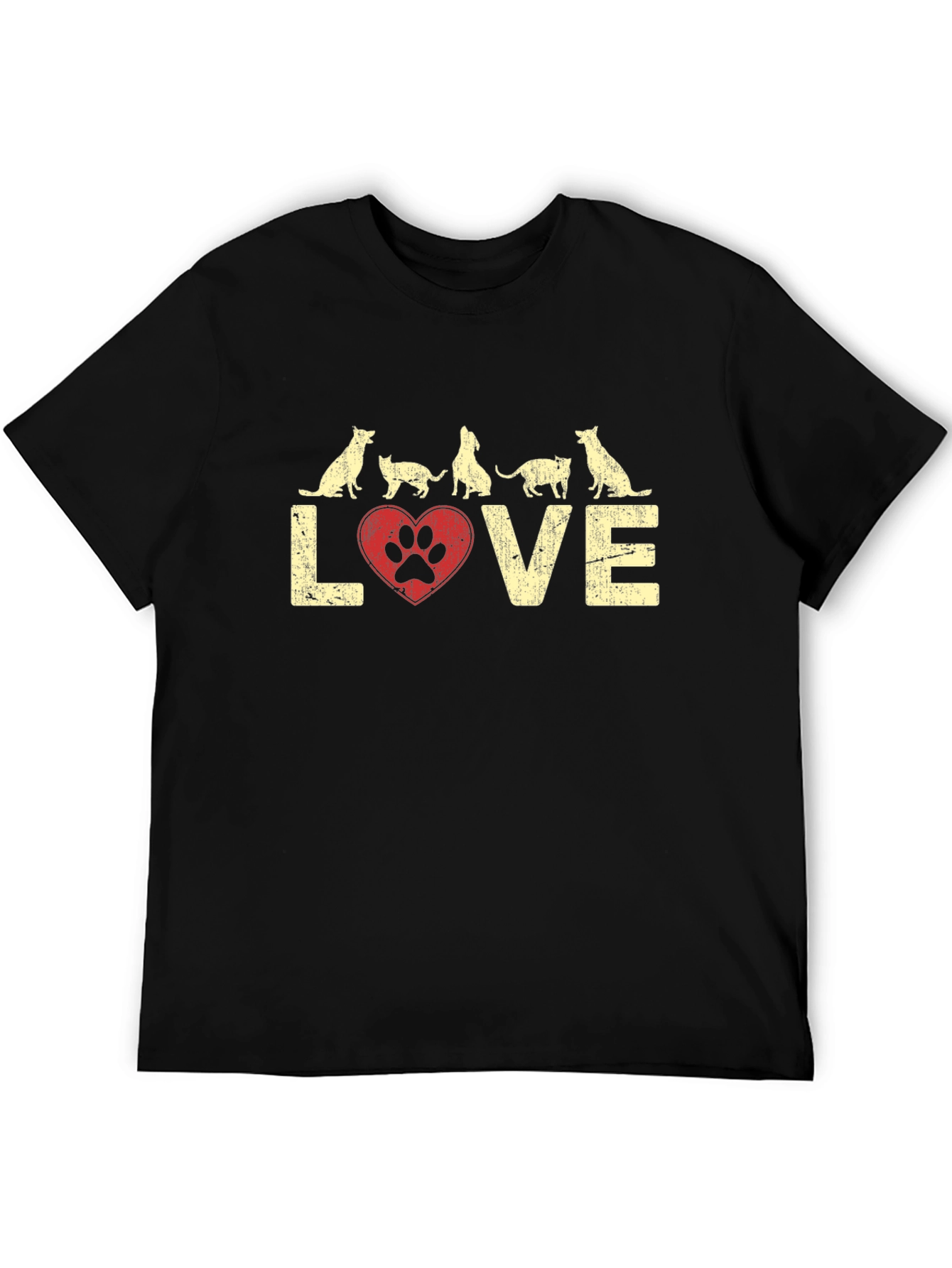 Love Dogs Cats Paw Print Graphic Tee