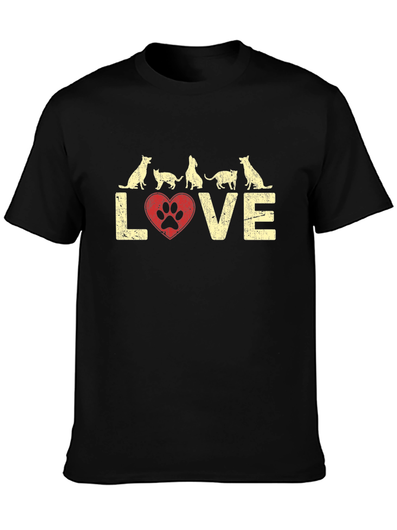 Love Dogs Cats Paw Print Graphic Tee