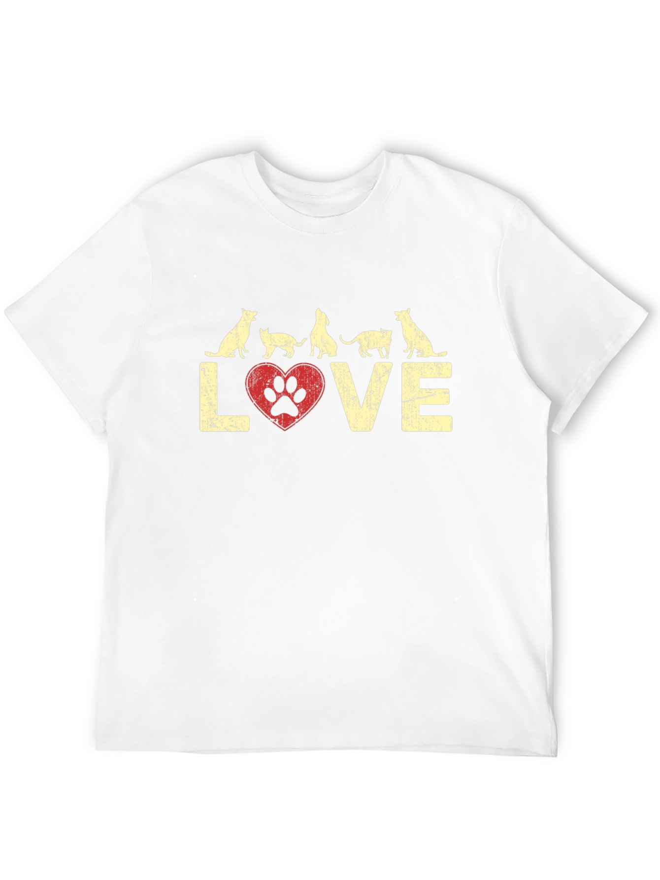 Love Dogs Cats Paw Print Graphic Tee